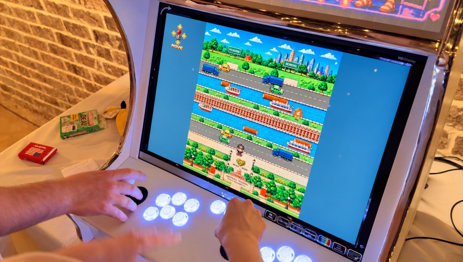Laura and Nathan’s custom arcade game at the wedding reception
